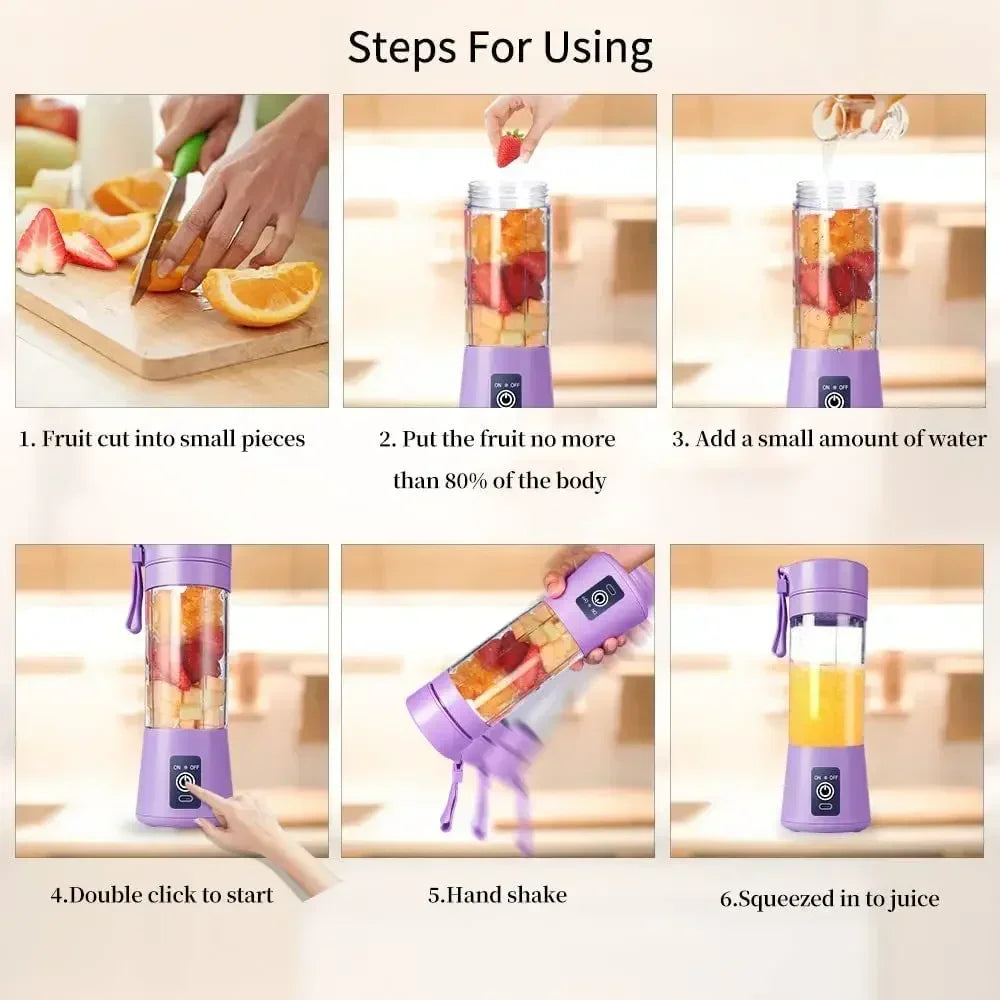Portable Mini Electric Juicer with USB Charging - Automatic Smoothie and Milkshake Maker for Fresh Juicing in the Kitchen